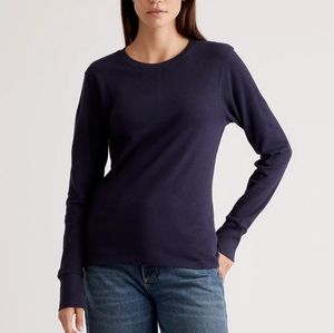 Quince Organic Cotton Slub Long Sleeve Tee Navy Small
